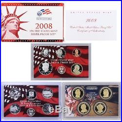 1999-2008 S Proof Set Run Box & COA 90% Silver US Mint 10 Sets 109 Coins