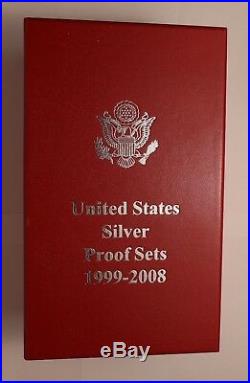 1999-2008 US MINT Silver Proof Sets (10 Sets) All State Quarters Gov't Pkgng