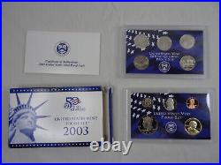 1999-2008 US Mint Proof Sets OGP Box & COA Lot 109 Coins (10 Annual Sets)