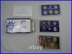 1999-2008 US Mint Proof Sets OGP Box & COA Lot 109 Coins (10 Annual Sets)