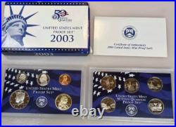 1999-2008 US Mint Proof Sets OGP Box & COA Lot of 109 Coins 10 Annual Sets Lot
