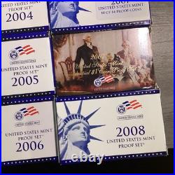 1999-2008 US Mint Proof Sets OGP & COA 109 Coins 10 Annual Sets 120525 40qk 1999-2008 US Mint Proof Sets OGP & COA 109 Coins 10 Annual Sets 120525 40qk