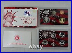 1999-2008 US Mint Silver S Proof Sets with State Quarters US Mint Box & COA OGP