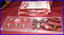 1999-2008 US Mint Silver S Proof Sets with State Quarters US Mint Box & Insured