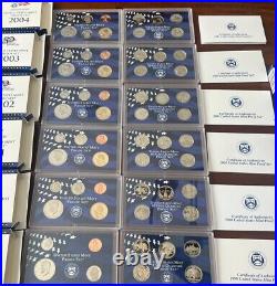 1999-2009 US Mint Proof Sets with Box & COA Lot of 127 Coins (11 Annual Sets)