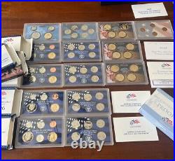 1999-2009 US Mint Proof Sets with Box & COA Lot of 127 Coins (11 Annual Sets)