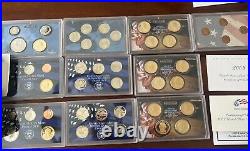 1999-2009 US Mint Proof Sets with Box & COA Lot of 127 Coins (11 Annual Sets)