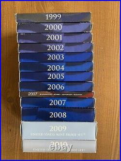 1999-2010 S Us Mint United States Complete Proof Set