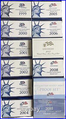 1999-2010 S Us Mint United States Complete Proof Set