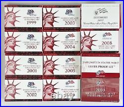 1999 2010 US Mint Silver Proof Sets State Quarters, Packaging with COA 12 Sets
