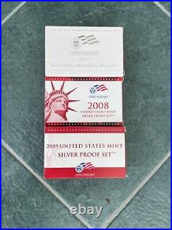 1999 2021 & 2022 US Mint Silver Proof Sets with Boxes and COAs -24 Total