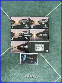 1999 2021 & 2022 US Mint Silver Proof Sets with Boxes and COAs -24 Total