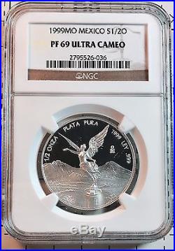 1999 5pc Silver Libertad Proof set Treasure Coins of Mexico NGC PF69