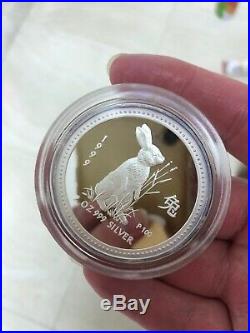 1999 Australia series I rabbit lunar proof 2oz 1oz 1/2oz silver coin set rare