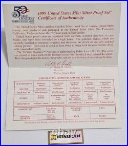 1999 S SILVER Proof Set in Original Box with COA, From Storage FIRST IN SERIES