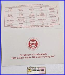 1999 S SILVER Proof Set in Original Box with COA, From Storage FIRST IN SERIES