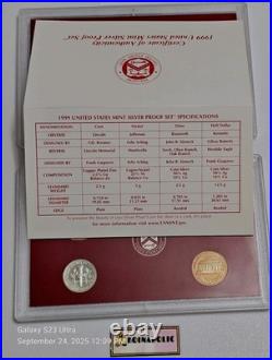 1999 S SILVER Proof Set in Original Box with COA, From Storage FIRST IN SERIES