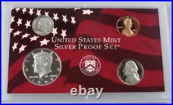 1999-S US Mint Silver Proof Set OGP COA & Box 9 Coins 90% United States