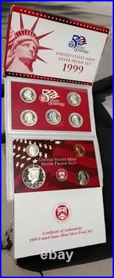 1999-S United States Mint Silver Proof 9 Coin Set with COA & Original Box(Nice)