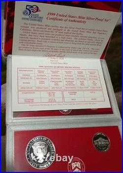 1999-S United States Mint Silver Proof 9 Coin Set with COA & Original Box(Nice)