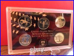 1999 United States Mint SILVER PROOF SET 9 Coin Set with State Quarters and COA