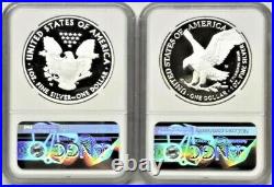 2 COIN SET 2021 W PROOF SILVER EAGLE, TYPE 1 & 2, NGC PF70UC FR, Eagle/Mtn