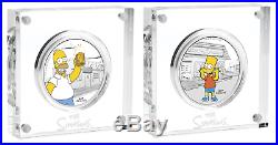 2-Coin Set 2019 The Simpsons Homer & Bart Simpson 1oz $1 Silver 99.99% Proof