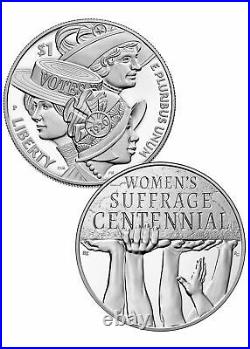 2 Pc 2020 P Women's Suffrage Commemorative Silver Dollar & Medal Set