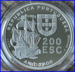 2000 Portugal Silver Proof Set Series XI New Frontiers 200 Escudos Case COA Rare 2000 Portugal Silver Proof Set Series XI New Frontiers 200 Escudos Case COA Rare