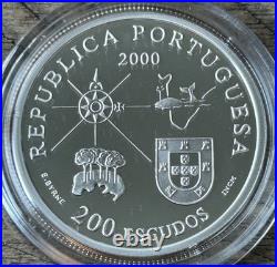 2000 Portugal Silver Proof Set Series XI New Frontiers 200 Escudos Case COA Rare
