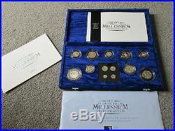 2000 Royal Mint Millennium 13 Coin Silver Proof Coin Collection With Maundy Set