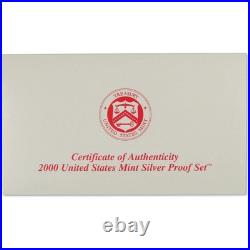 2000 Silver Proof Set U. S. Mint Original Government Packaging COA. FS. JFK Stamp