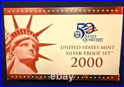 2000 Silver US Mint Proof Set OGP COA-10 Total Coins Including State Quarters