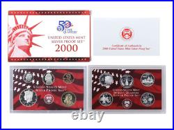 2000 United States Mint Silver Proof Set in Box with COA 10 Coin Set Box 174