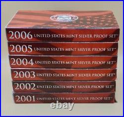 2001-2006 (S) US Mint Silver Proof 10 Coins with Box and COA COMPLETE SET 6 sets