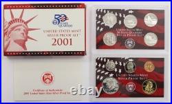 2001-S United States Mint Silver Proof Set San Francisco Set with Box & COA 2001-S United States Mint Silver Proof Set San Francisco Set with Box & COA