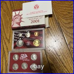 2001 Silver Proof Coin Set U. S Mint Government Packaging OGP COA Included