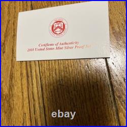 2001 Silver Proof Coin Set U. S Mint Government Packaging OGP COA Included