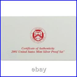 2001 Silver Proof Set U. S. Mint Original Government Packaging OGP COA