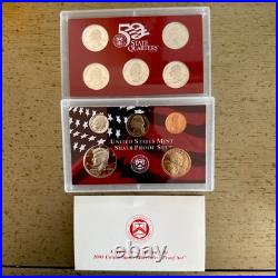 2001 U. S. Mint Silver Proof Set with COA & OGP 90% Silver Coins, Complete 2001 U. S. Mint Silver Proof Set with COA & OGP 90% Silver Coins, Complete
