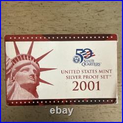 2001 U. S. Mint Silver Proof Set with COA & OGP 90% Silver Coins, Complete 2001 U. S. Mint Silver Proof Set with COA & OGP 90% Silver Coins, Complete