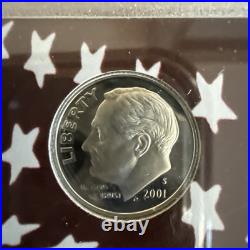 2001 U. S. Mint Silver Proof Set with COA & OGP 90% Silver Coins, Complete 2001 U. S. Mint Silver Proof Set with COA & OGP 90% Silver Coins, Complete