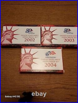 2002 03 04 3 silver US proof sets