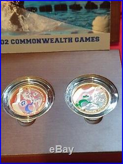 2002 Commonwealth Games Piedfort £2 Two Pound Silver Proof 4 Coin Set Box Coa