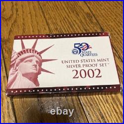 2002 S United States Mint ANNUAL 10 Coin SILVER Proof Set with Coins COA and Box
