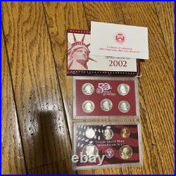2002 S United States Mint ANNUAL 10 Coin SILVER Proof Set with Coins COA and Box