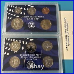 2002 U. S. Mint Silver 10-Coin Proof Set + 2002 Clad Proof Set / OGP & COAs