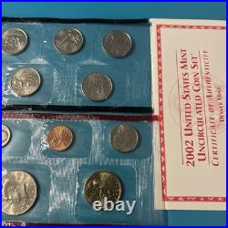 2002 U. S. Mint Silver 10-Coin Proof Set + 2002 Clad Proof Set / OGP & COAs