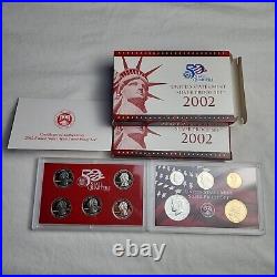 2002 U S Mint Silver Proof Coin Set In Orginal Box Coa Lot 2