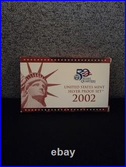 2002 US Mint Silver Proof Set 10 coin OGP COA. Free shipping